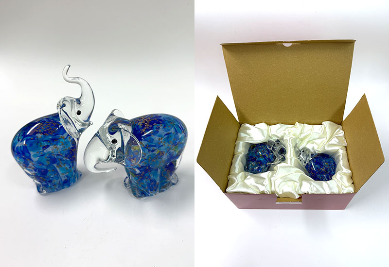 吉象成雙-藍色片 玻璃擺飾